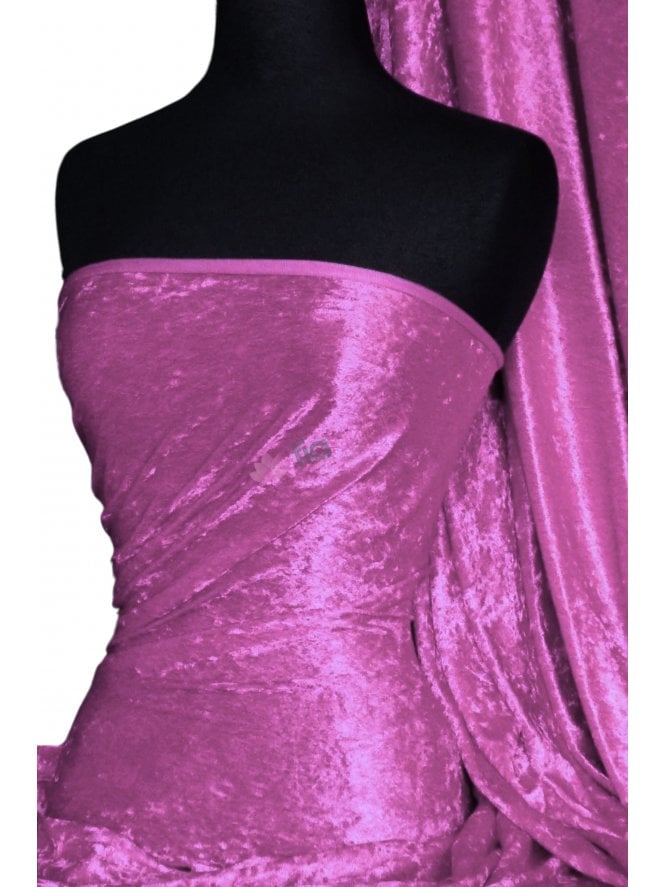 Crushed Velvet/Velour Stretch Material- Light Cerise Q156 LCRS