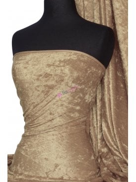 Crushed Velvet/Velour Stretch Material- Light Matt Gold Q156 Q156 LTGD