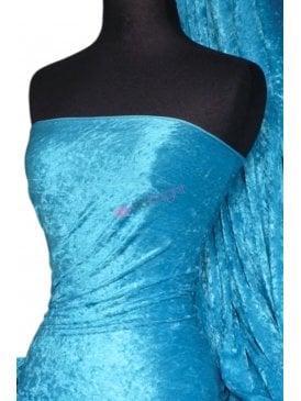 Crushed Velvet/Velour Stretch Material- Light Turquoise Q156 LTQ