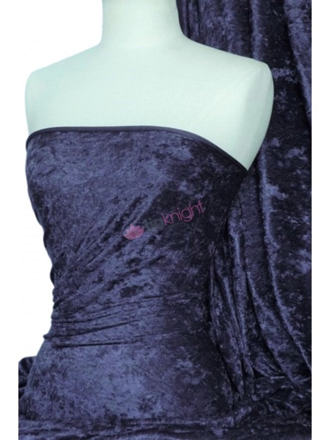 Crushed Velvet/Velour Stretch Material- Midnight Navy Q156 MDNY