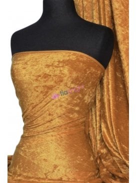 Crushed Velvet/Velour Stretch Material- Mustard Q156 MST