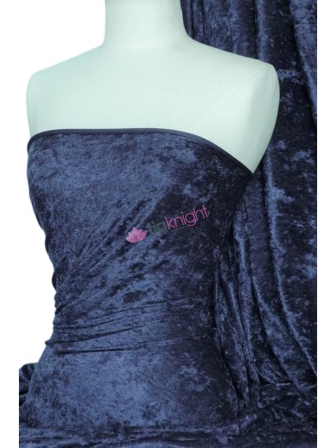 Crushed Velvet/Velour Stretch Material- Navy Q156 NY