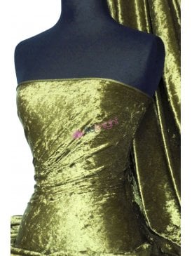 Crushed Velvet/Velour Stretch Material- Olive Q156 OLV