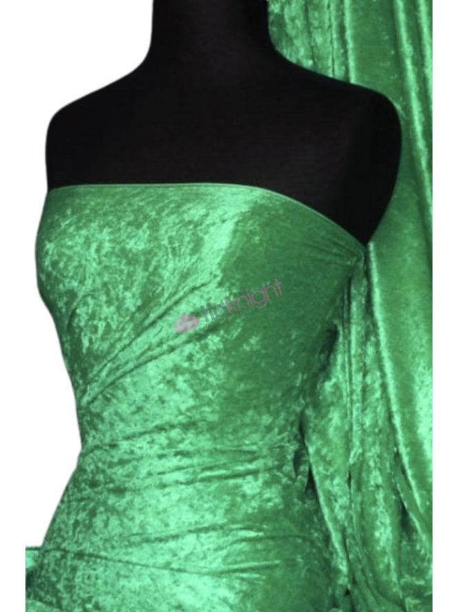 Crushed Velvet/Velour Stretch Material- Parrot Green Q156 PTGR