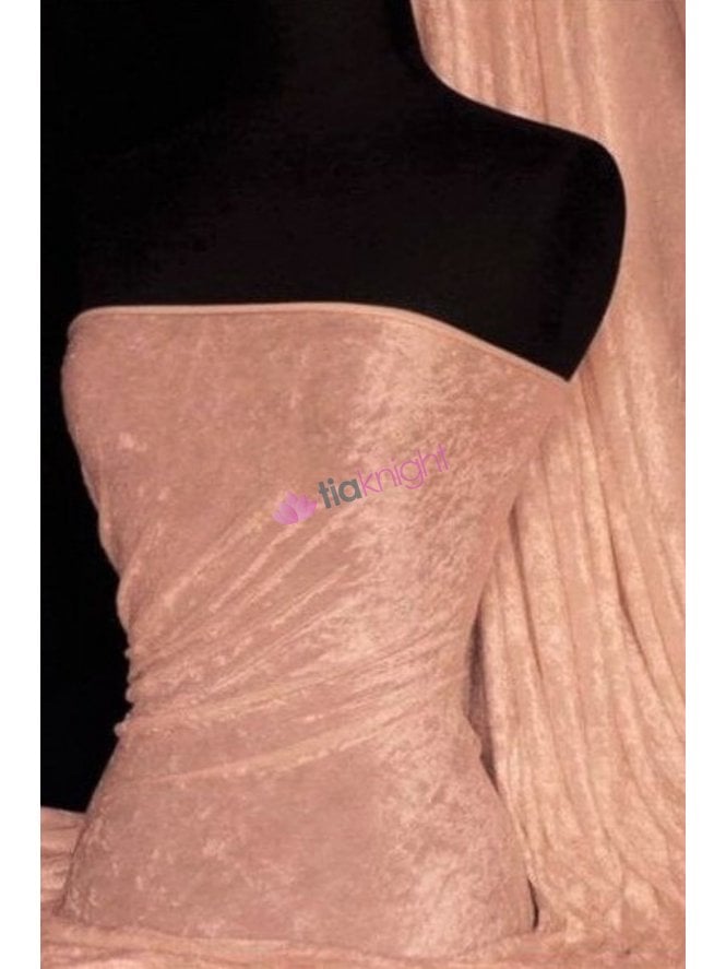 Crushed Velvet/Velour Stretch Material- Peach Q156 PCH