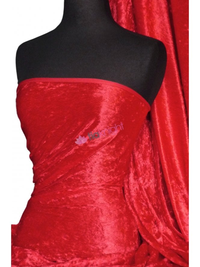 Crushed Velvet/Velour Stretch Material- Red Q156 RD