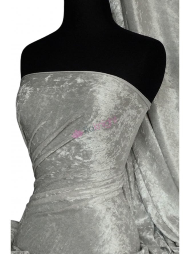 Crushed Velvet/Velour Stretch Material- Sage Grey Q156 SGR