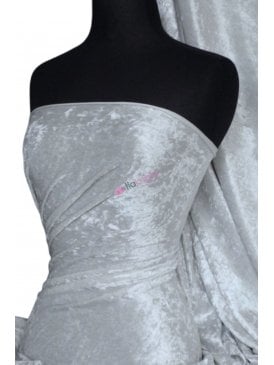 Crushed Velvet/Velour Stretch Material- Silver Ice Q156 ICE