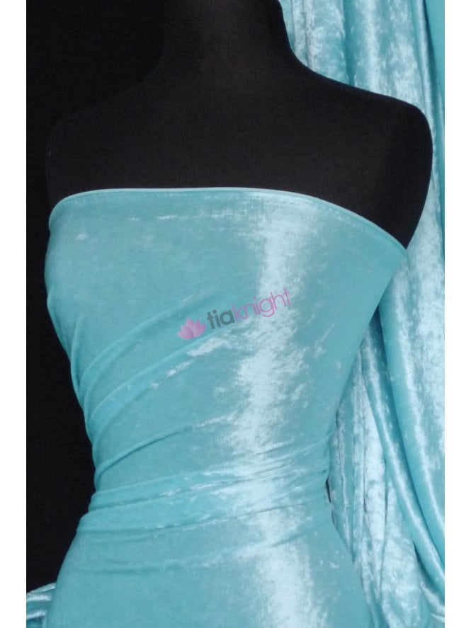 Crushed Velvet/Velour Stretch Material- Sky Blue Q156 SKBL