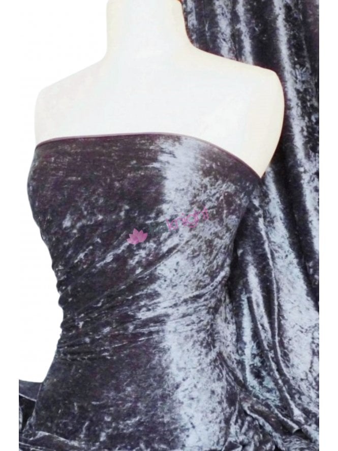 Crushed Velvet/Velour Stretch Material- Steel Grey Q156 STLGR