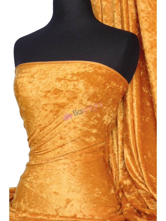 Crushed Velvet/Velour Stretch Material- Sunflower Yellow Q156 SNF