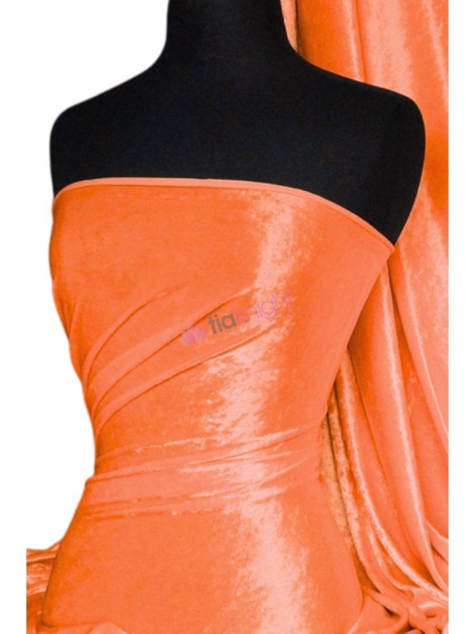 Crushed Velvet/Velour Stretch Material- Tropical Orange Q156 TROR