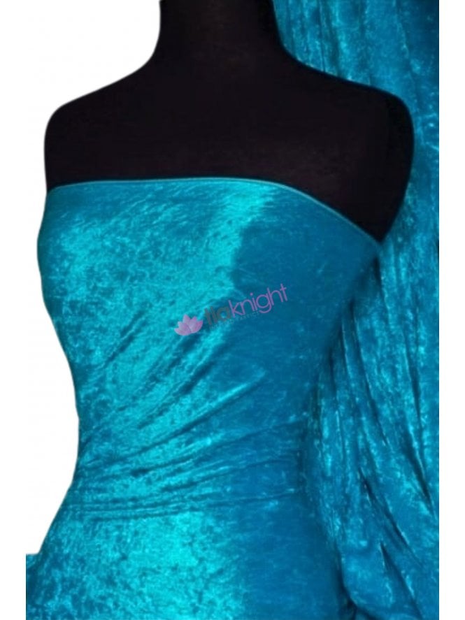 Crushed Velvet/Velour Stretch Material- Turquoise Blue Q156 TQ