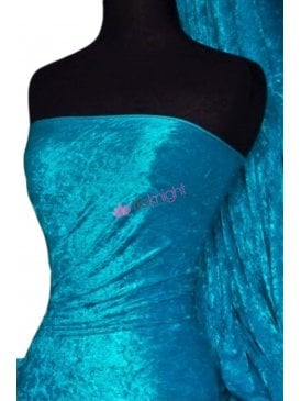 Crushed Velvet/Velour Stretch Material- Turquoise Blue Q156 TQ