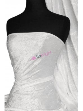Crushed Velvet/Velour Stretch Material- White Q156 WHT