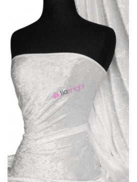 Crushed Velvet/Velour Stretch Material- White Q156 WHT