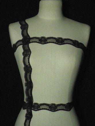 Dark Brown Flower Design Scalloped Lace Trim