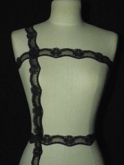 Dark Brown Flower Design Scalloped Lace Trim