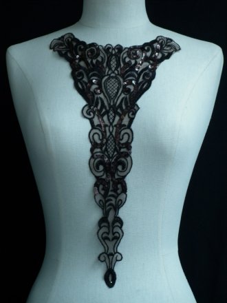 Dark Brown Sequin Embroidered Neck Piece