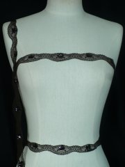 Dark Brown Sequin Scalloped Lace Trim