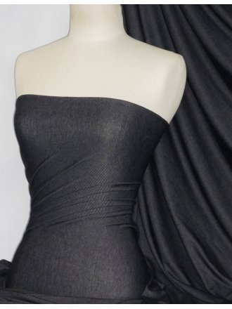 Denim Look Premium Quality Stretchy Fabric- Black Q1362 BK