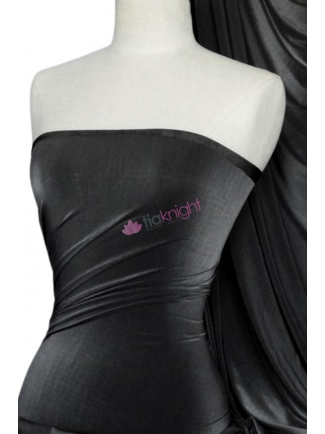 Diabolo Shiny Lycra 4 Way Stretch Fabric- Black Q262 BK