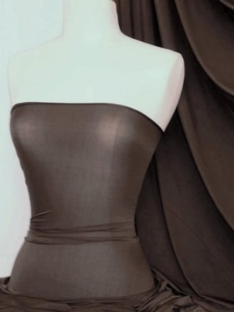 Diabolo Shiny Lycra 4 Way Stretch Fabric- Rich Chocolate Q262 RCH