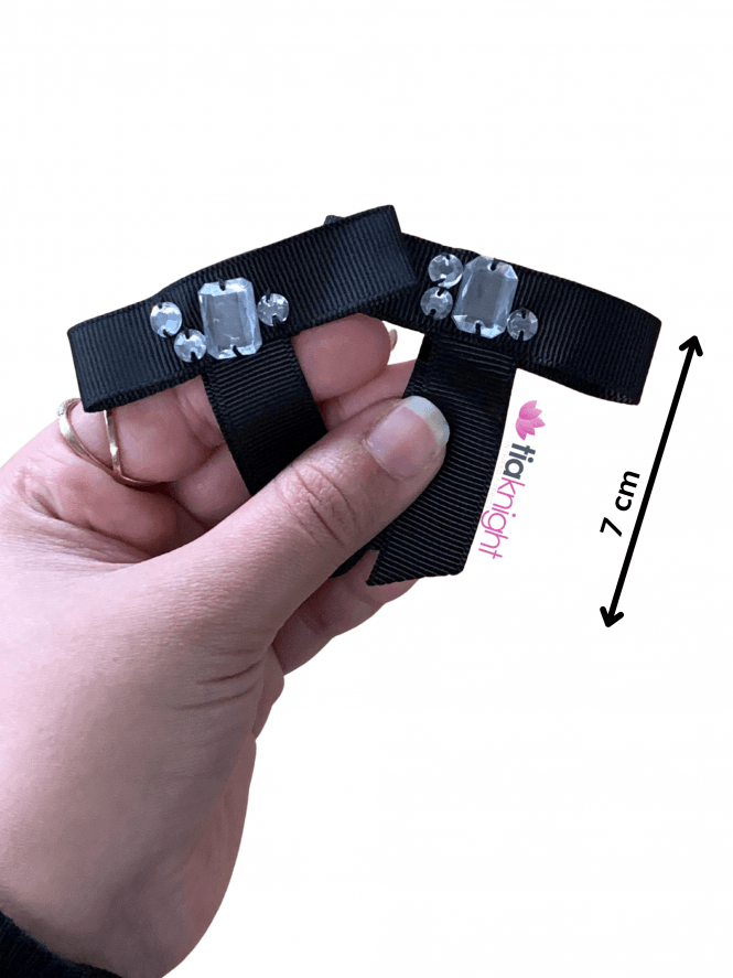 Diamanté Black Small Ribbon Bow Tie Hair Fashion Accessory