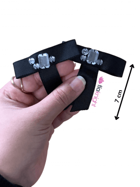 Diamanté Black Small Ribbon Bow Tie Hair Fashion Accessory