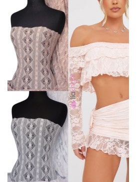 Diamond Stretch Lace Dressmaking Fabric- Q338