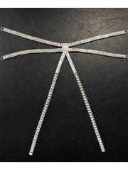 Diamonte Elastic Bow Neck Piece- Silver EM11 SLV