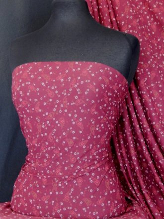 Ditsy Floral 4 Way Stretch Light Jersey Fabric - Winter Berries SQ56 BER