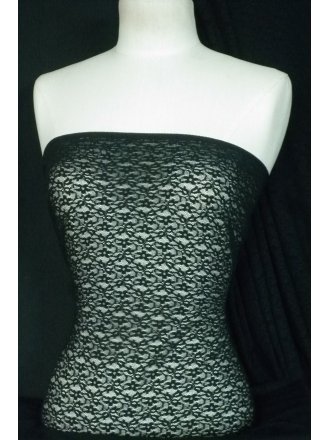 Ditsy Flower 4 Way Stretch Lace Fabric- Black SQ12 BK