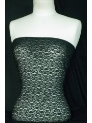 Ditsy Flower 4 Way Stretch Lace Fabric- Black SQ12 BK