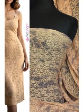Ditsy Shimmer Stretchy Lace Fabric- Camel/Grey Tie Dye Q986 CML