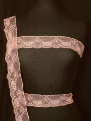 Dusky Pink Floral Beaded Net Lace Trim