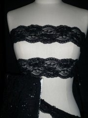 Elegant Black Floral Sequin Lace Trim