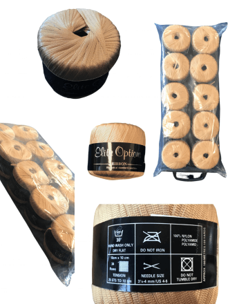 Elite Options Ribbon 100% Nylon Yarn Trimming- Gold 50g