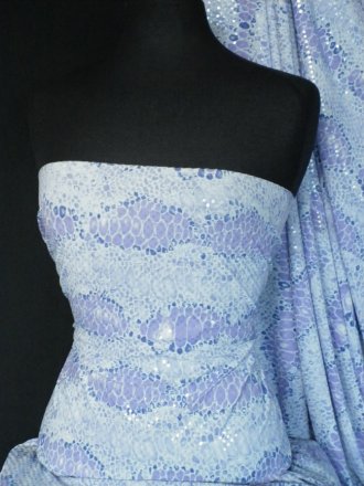 Embossed 4 Way Stretch Lycra Fabric- Lilac Snake Print SQ14 LLC