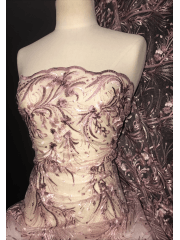 Embroidered Wisteria Scalloped (Both Ends) Sheer Lace Net SQ413