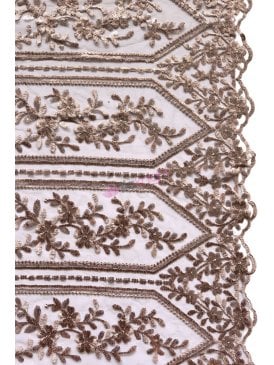 Embroidered Wisteria Sequins Scalloped (Both Ends) Sheer Lace Net SQ847