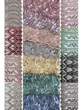 Embroidered Wisteria Sequins Scalloped (Both Ends) Sheer Lace Net SQ847