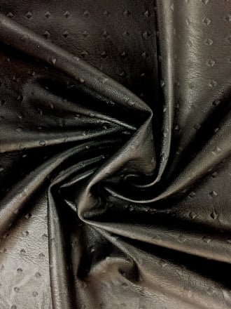 Faux Leather Embossed Rivet Pattern Upholstery/Jacket PVC Fabric- Black Q1390 BK