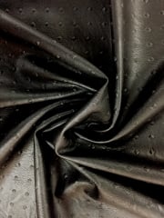 Faux Leather Embossed Rivet Pattern Upholstery/Jacket PVC Fabric- Black Q1390 BK