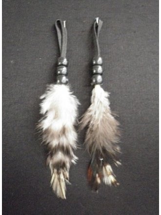 Feather Embellishment (Two Set)- White/Brown EM215 WHTBR