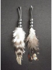 Feather Embellishment (Two Set)- White/Brown EM215 WHTBR