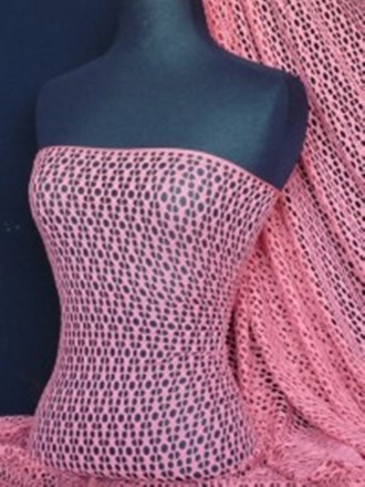 Fish Net 4 Way Stretch Circle Knit Material- Coral Pink Q899 CRL