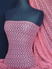 Fish Net 4 Way Stretch Circle Knit Material- Coral Pink Q899 CRL