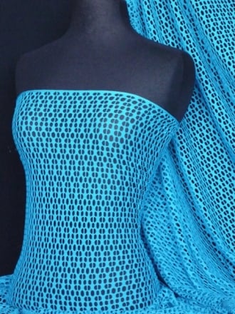 Fish Net 4 Way Stretch Circle Knit Material- Kingfisher Blue Q899 KGF