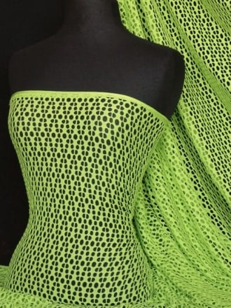 Fish Net 4 Way Stretch Circle Knit Material- Lime Green Q899 LM